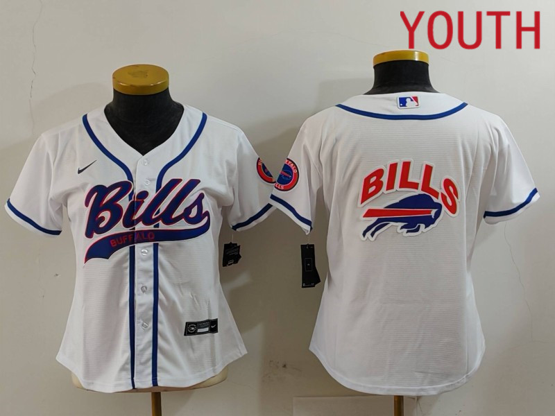 Youth Buffalo Bills Blank White Joint Name 2024 Nike Limited NFL Jersey style 9122